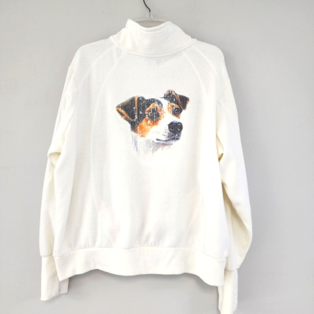 The Bradford Exchange ivory sequined embroidered I love my Jack Russell Zip Up